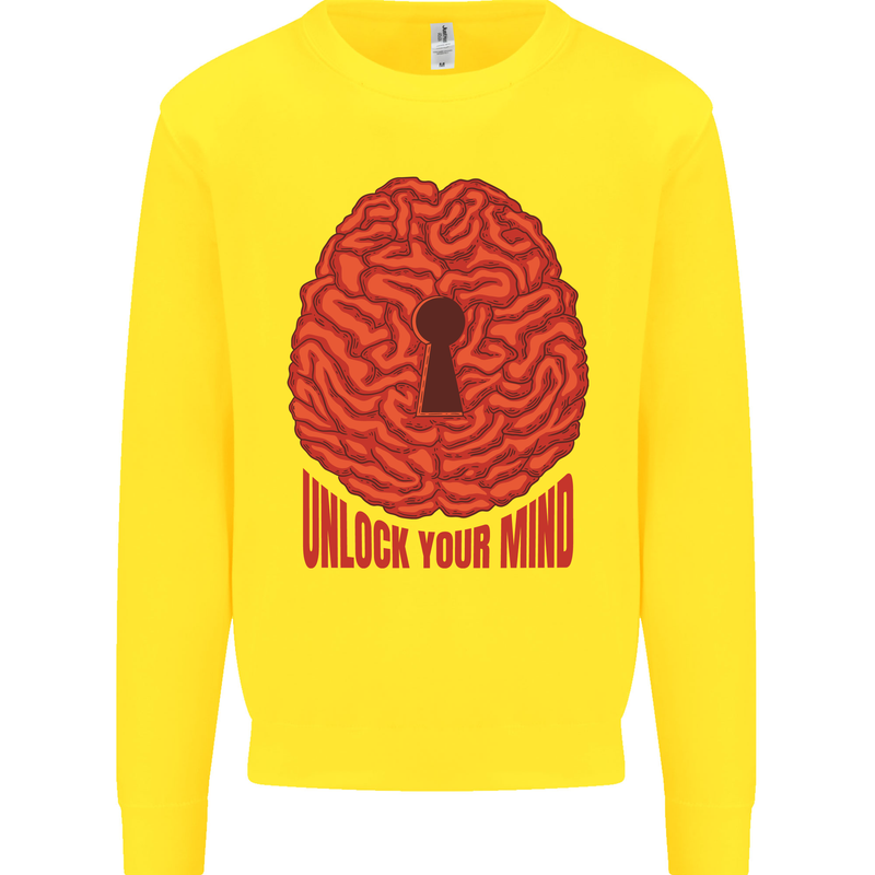 Unlock Your Mind Intelligence Psychology Kids Sweatshirt Jumper Yellow
