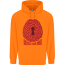 Unlock Your Mind Intelligence Psychology Mens 80% Cotton Hoodie Orange