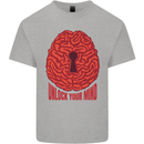 Unlock Your Mind Intelligence Psychology Mens Cotton T-Shirt Tee Top Sports Grey
