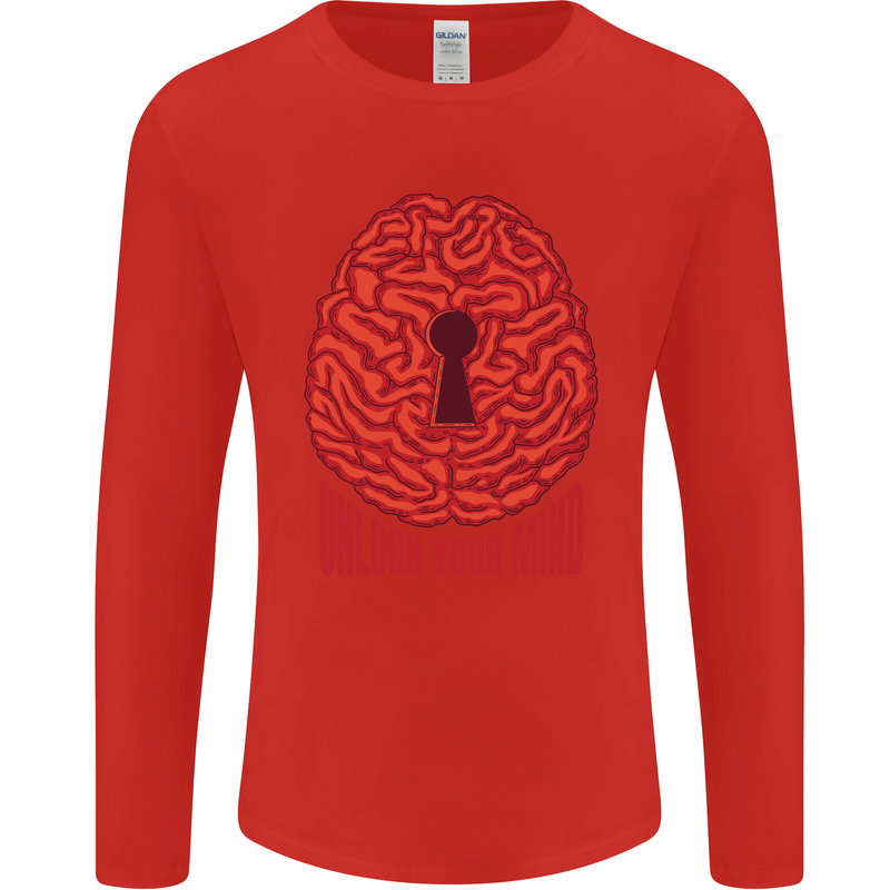 Unlock Your Mind Intelligence Psychology Mens Long Sleeve T-Shirt Red