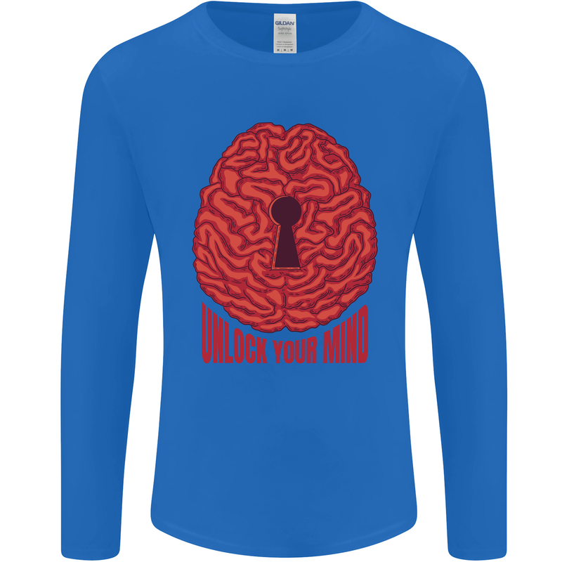 Unlock Your Mind Intelligence Psychology Mens Long Sleeve T-Shirt Royal Blue