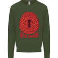 Unlock Your Mind Intelligence Psychology Mens Sweatshirt Jumper Forest Green