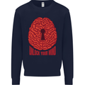 Unlock Your Mind Intelligence Psychology Mens Sweatshirt Jumper Navy Blue