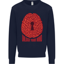 Unlock Your Mind Intelligence Psychology Mens Sweatshirt Jumper Navy Blue