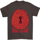 Unlock Your Mind Intelligence Psychology Mens T-Shirt 100% Cotton Dark Chocolate