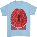 Unlock Your Mind Intelligence Psychology Mens T-Shirt 100% Cotton Light Blue