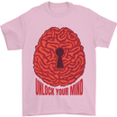 Unlock Your Mind Intelligence Psychology Mens T-Shirt 100% Cotton Light Pink