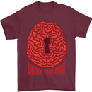 Unlock Your Mind Intelligence Psychology Mens T-Shirt 100% Cotton Maroon