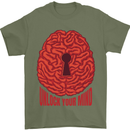 Unlock Your Mind Intelligence Psychology Mens T-Shirt 100% Cotton Military Green
