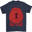 Unlock Your Mind Intelligence Psychology Mens T-Shirt 100% Cotton Navy Blue