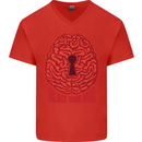 Unlock Your Mind Intelligence Psychology Mens V-Neck Cotton T-Shirt Red