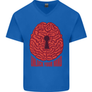 Unlock Your Mind Intelligence Psychology Mens V-Neck Cotton T-Shirt Royal Blue