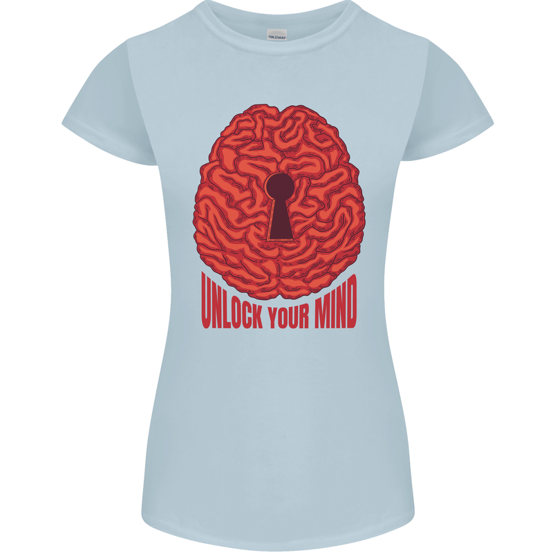 Unlock Your Mind Intelligence Psychology Womens Petite Cut T-Shirt Light Blue
