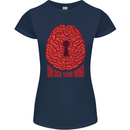 Unlock Your Mind Intelligence Psychology Womens Petite Cut T-Shirt Navy Blue