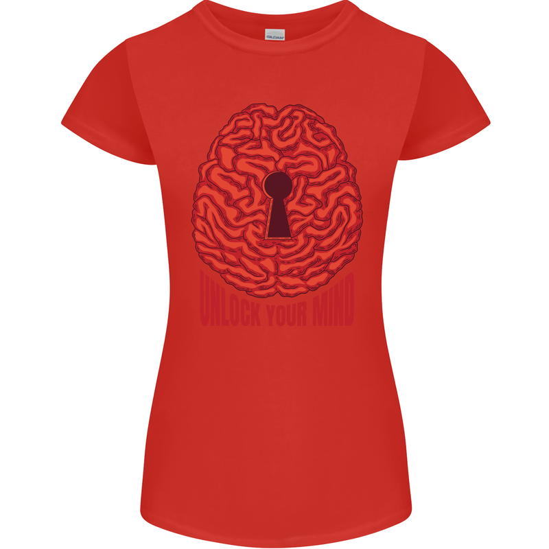 Unlock Your Mind Intelligence Psychology Womens Petite Cut T-Shirt Red