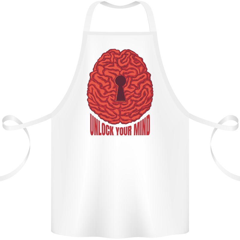 Unlock Your Mind Psychology Psychologist Cotton Apron 100% Organic White