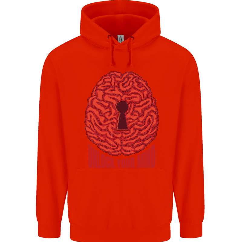 Unlock Your Mind Psychology Psychologist Mens 80% Cotton Hoodie Bright Red