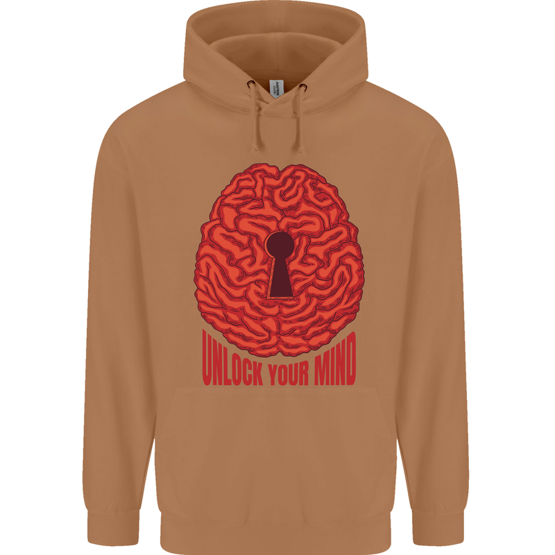 Unlock Your Mind Psychology Psychologist Mens 80% Cotton Hoodie Caramel Latte