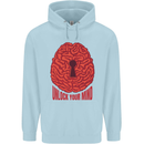 Unlock Your Mind Psychology Psychologist Mens 80% Cotton Hoodie Light Blue