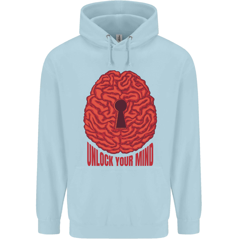 Unlock Your Mind Psychology Psychologist Mens 80% Cotton Hoodie Light Blue