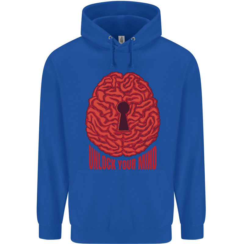 Unlock Your Mind Psychology Psychologist Mens 80% Cotton Hoodie Royal Blue
