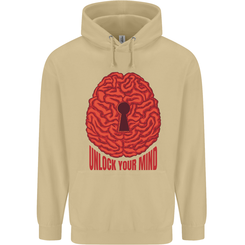 Unlock Your Mind Psychology Psychologist Mens 80% Cotton Hoodie Sand