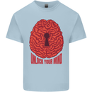 Unlock Your Mind Psychology Psychologist Mens Cotton T-Shirt Tee Top Light Blue