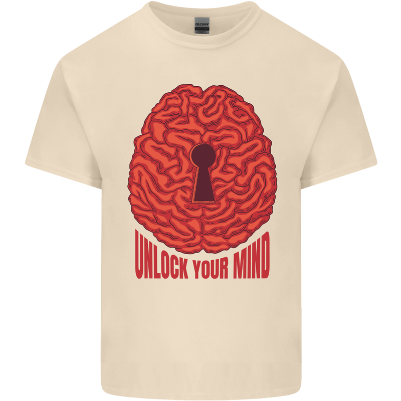 Unlock Your Mind Psychology Psychologist Mens Cotton T-Shirt Tee Top Natural