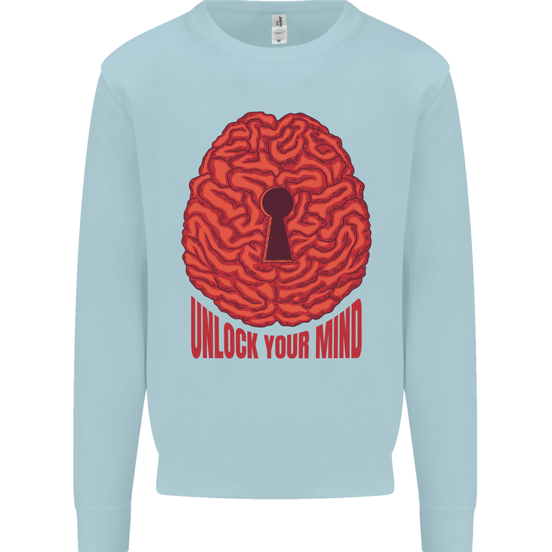 Unlock Your Mind Psychology Psychologist Mens Sweatshirt Jumper Light Blue