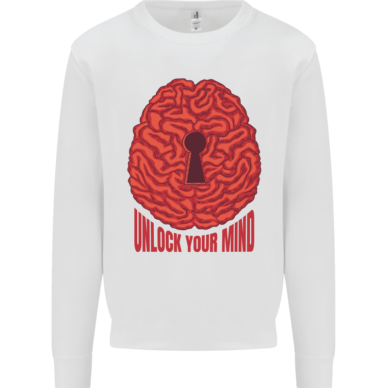 Unlock Your Mind Psychology Psychologist Mens Sweatshirt Jumper White