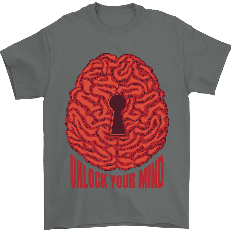 Unlock Your Mind Psychology Psychologist Mens T-Shirt 100% Cotton Charcoal