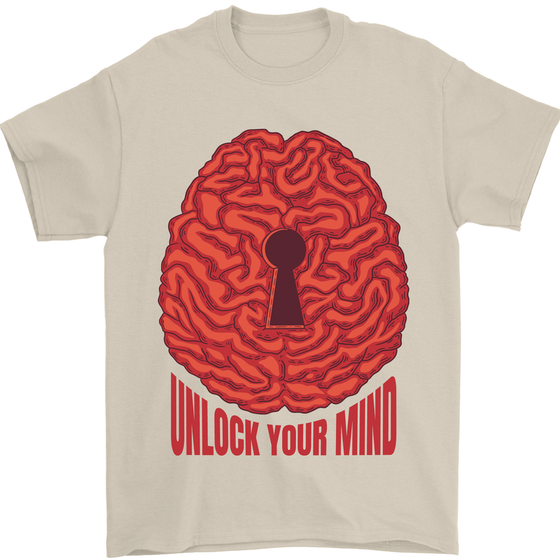 Unlock Your Mind Psychology Psychologist Mens T-Shirt 100% Cotton Sand
