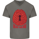 Unlock Your Mind Psychology Psychologist Mens V-Neck Cotton T-Shirt Charcoal