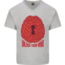 Unlock Your Mind Psychology Psychologist Mens V-Neck Cotton T-Shirt Sports Grey
