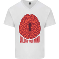 Unlock Your Mind Psychology Psychologist Mens V-Neck Cotton T-Shirt White