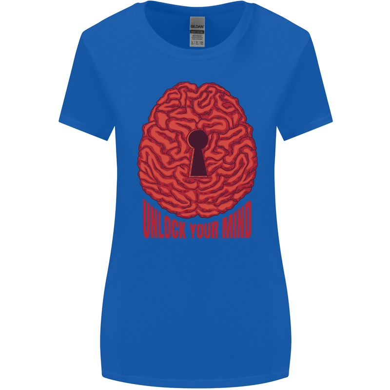 Unlock Your Mind Psychology Psychologist Womens Wider Cut T-Shirt Royal Blue