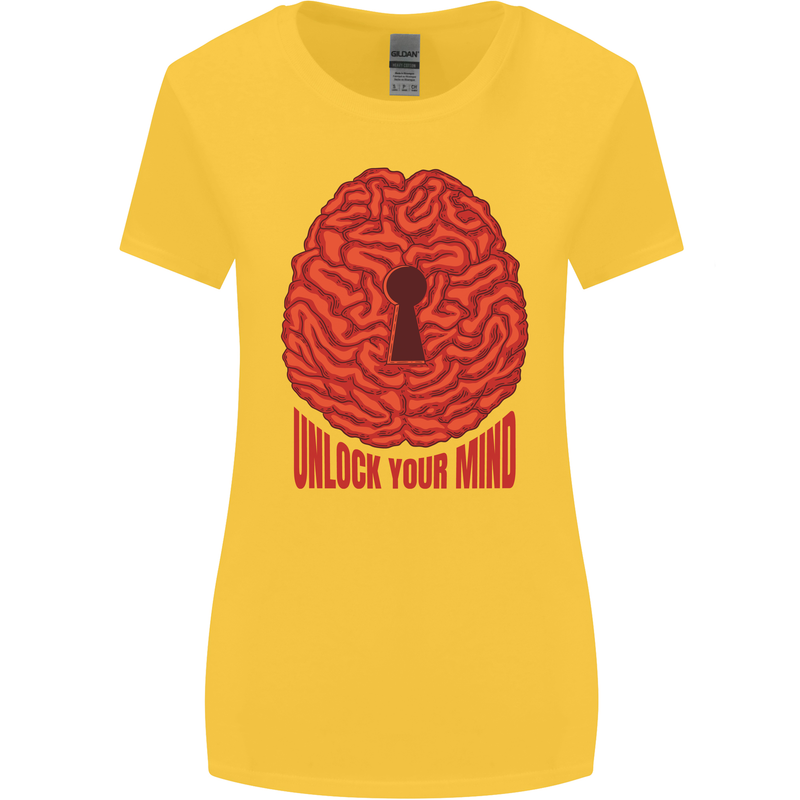 Unlock Your Mind Psychology Psychologist Womens Wider Cut T-Shirt Yellow
