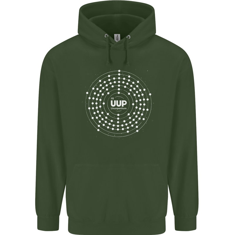 Ununpentium Moscovium Chemistry Geek Nerd Childrens Kids Hoodie Forest Green