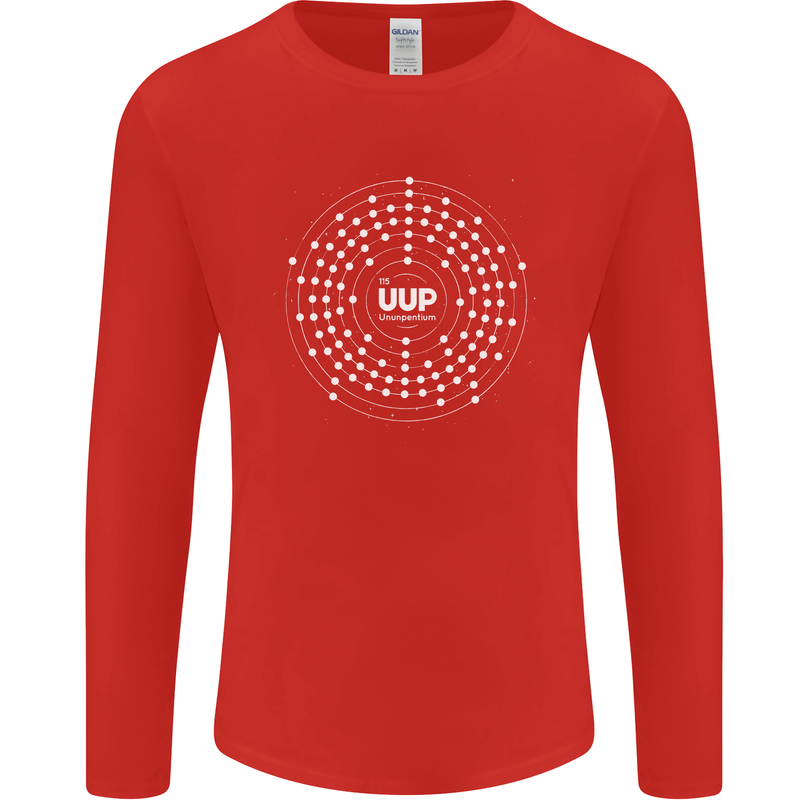 Ununpentium Moscovium Chemistry Geek Nerd Mens Long Sleeve T-Shirt Red