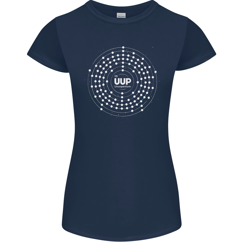Ununpentium Moscovium Chemistry Geek Nerd Womens Petite Cut T-Shirt Navy Blue