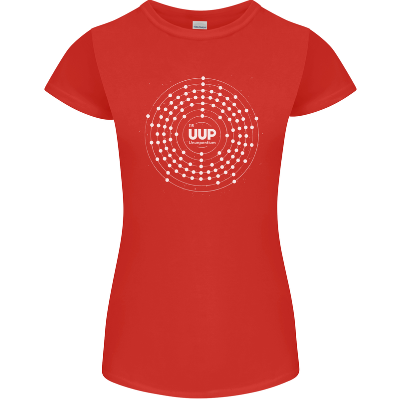Ununpentium Moscovium Chemistry Geek Nerd Womens Petite Cut T-Shirt Red