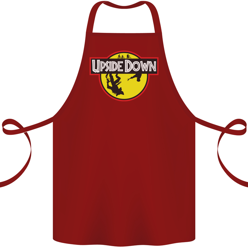 Upside Down SCI-FI TV Program Cotton Apron 100% Organic Maroon