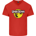 Upside Down SCI-FI TV Program Mens V-Neck Cotton T-Shirt Red