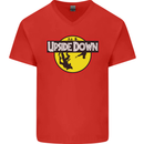 Upside Down SCI-FI TV Program Mens V-Neck Cotton T-Shirt Red