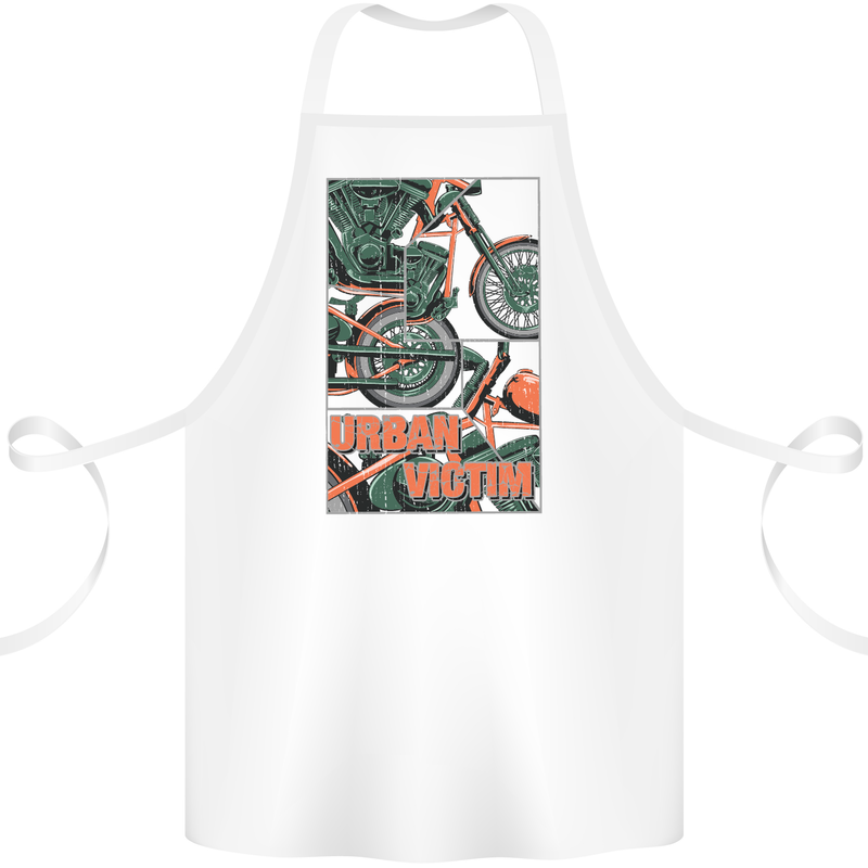 Urban Victim Motorcycle Motorbike Biker Cotton Apron 100% Organic White