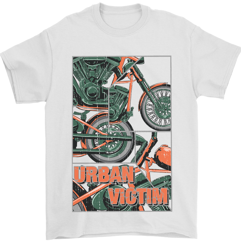 Urban Victim Motorcycle Motorbike Biker Mens T-Shirt Cotton Gildan White