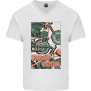 Urban Victim Motorcycle Motorbike Biker Mens V-Neck Cotton T-Shirt White