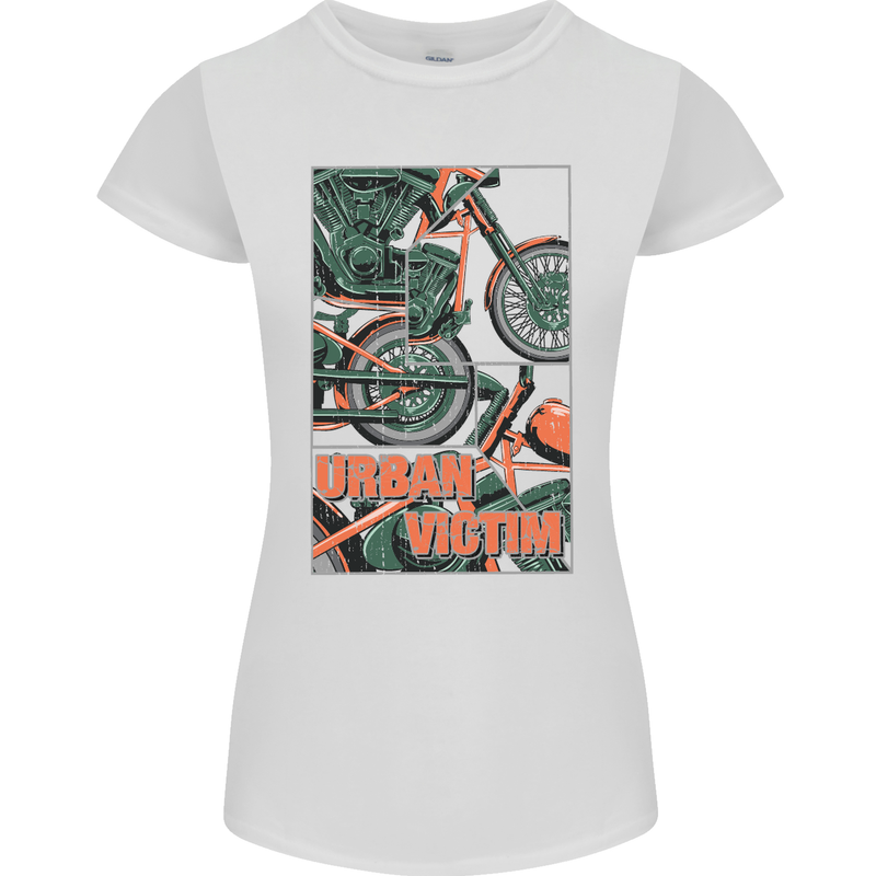 Urban Victim Motorcycle Motorbike Biker Womens Petite Cut T-Shirt White