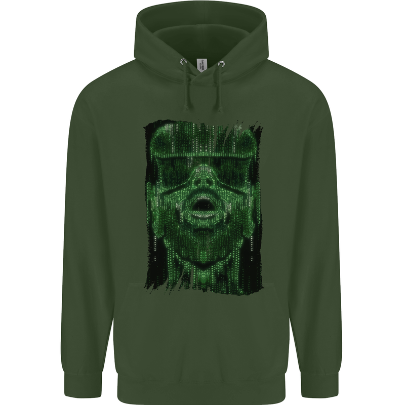 VR Man Virtual Reality Gaming Gamer Childrens Kids Hoodie Forest Green
