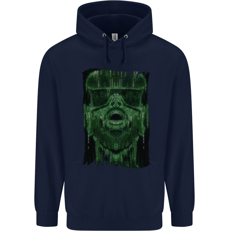 VR Man Virtual Reality Gaming Gamer Childrens Kids Hoodie Navy Blue